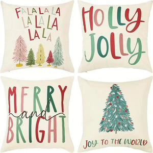 Set of 4 pcs Merry Christmas Tree Throw Pillows