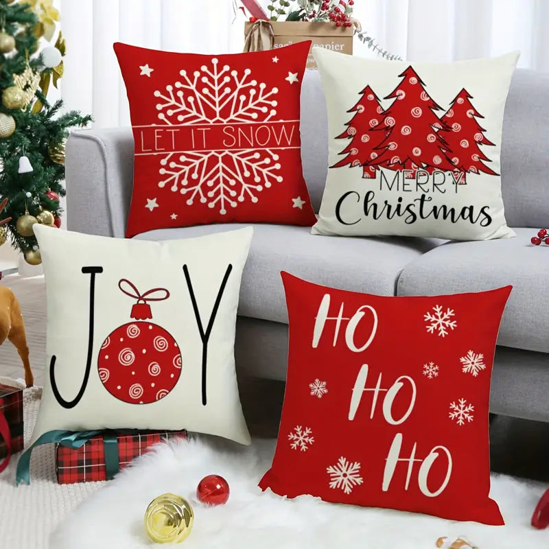 Set of 4 Modern Christmas Throw Pillows